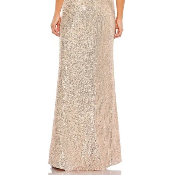 Ieena Mac Duggal Rose Gold Sequin Halter Gown - Picture 4 of 5